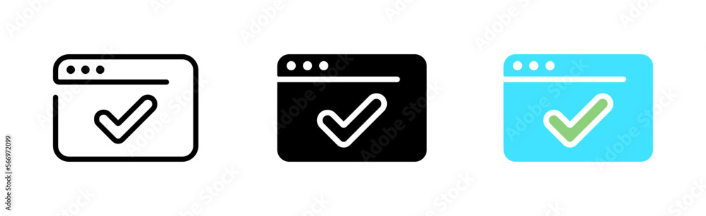 Tick with calendar line icon. Schedule, day, week, month, date, tick, event, holiday, season, season, schedule, reminder, deadline. Vector icon in line, black and colorful style on white background Tick with calendar line icon. Schedule, day, week, month, date, tick, event, holiday, season, season, schedule, reminder, deadline. Vector icon in line, black and colorful style on white background