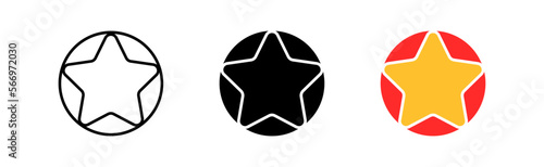 Stars set icon. Review, feedback, rating, flicker star, shimmer, shine, comet, shooting star with tail, star of bethlehem, space. Vector icon in line, black and colorful style on white background