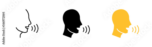 Conversation line icon. Technology, phone, message, dialogue, person, interlocutor, voice sms, chat, direct, internet, announcement. Vector icon in line, black and colorful style on white background
