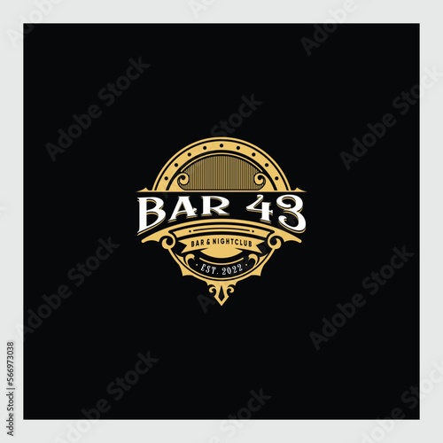 Vintage frame template for logo, label. Suitable for tattoo studio, barbershop, whiskey label, salon, shop name.