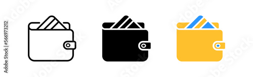 Electronic wallet line icon. cash, electronic money, currency, business, investments, online banking, cryptocurrency. Vector icon in line, black and colorful style on white background