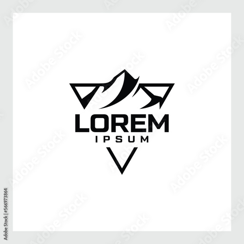 Creative mountain logo with line. symbol for modern marketing, analytic. Premium Vector