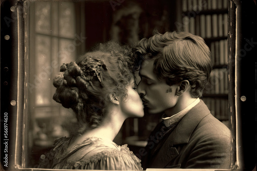 Late 19th century photography of lovers (AI generated) photo