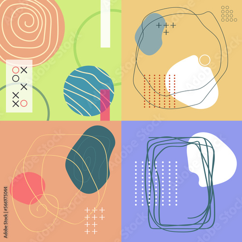 Set of minimal geometric posters. Trendy artistic abstract background.
