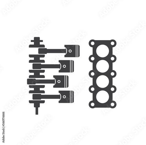 illustration of piston and crankshaft, auto part.