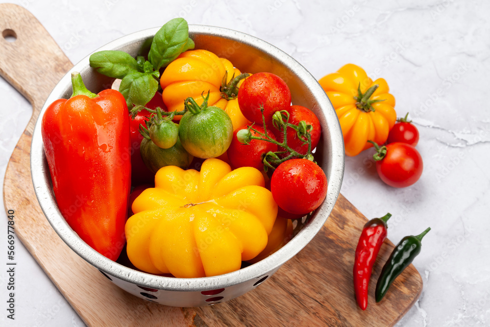 Various colorful garden tomatoes and peppers Various colorful garden tomatoes and peppers