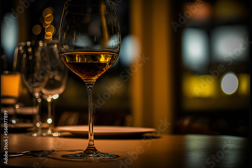 A glass of white wine for a romantic atmosphere.