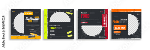 food social Creative media post banner template design. food post for promotion your product. easy for Use.