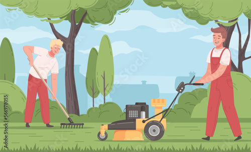Lawn Mowing Cartoon