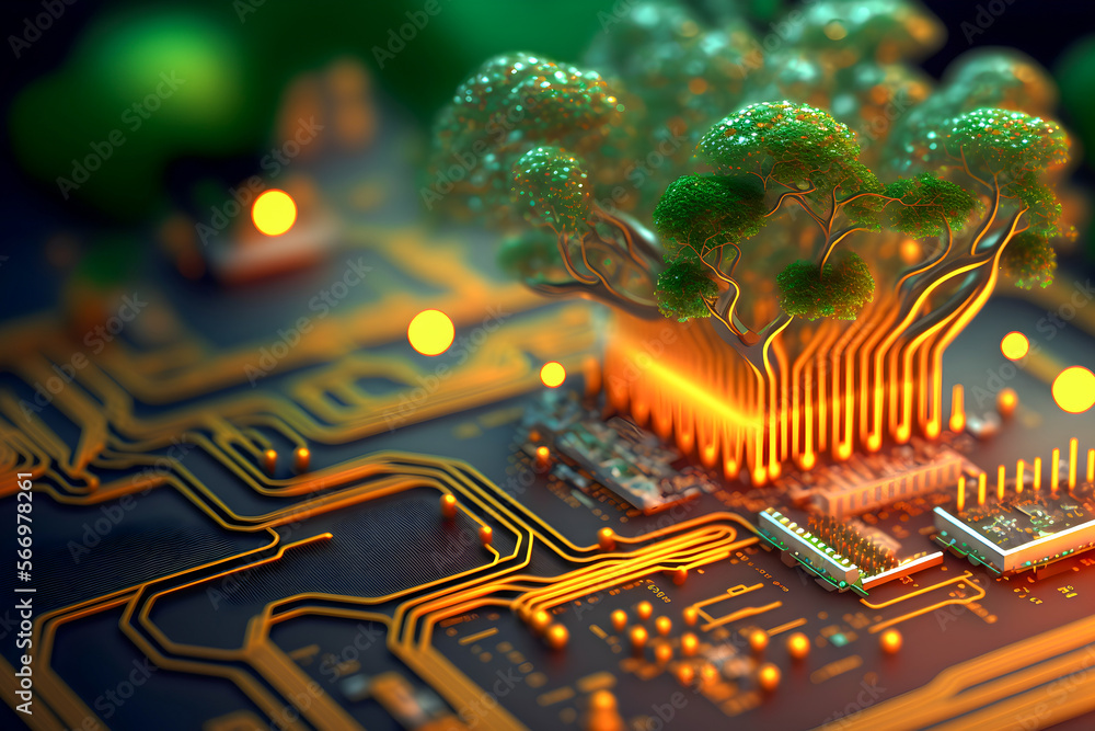 Green environment technology concept. generative ai Stock Illustration ...