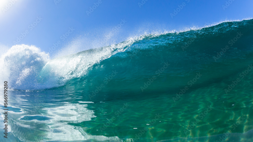 Wave Swimming Ocean Close Up Face To Face Clear Blue Water  Photography