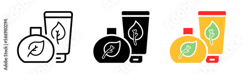 Skin protection set icon. Protection from cold, moisture, heat, ultraviolet. Pore cleansing, acne protection. Vector icon in line, black and colorful style on white background
