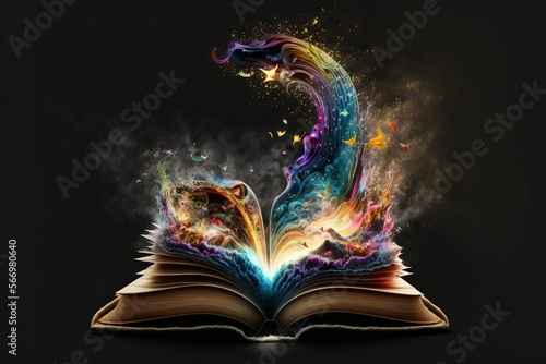 Old Book With Magic Lights and splash