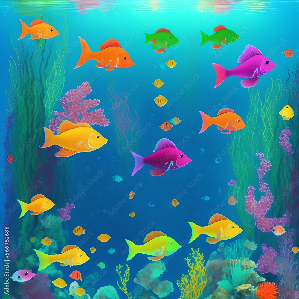 Naklejka premium Underwater Scenery, Generative AI Illustration