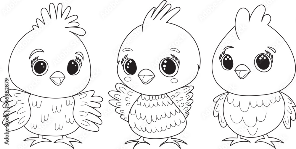 chickens coloring book, cartoon character, vector Stock Vector | Adobe Stock