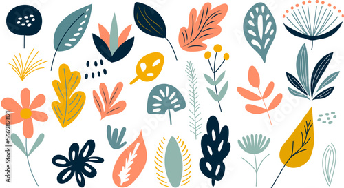 set of plants in flat style, vector