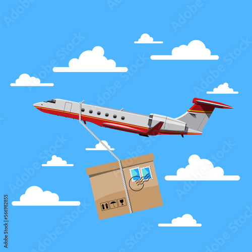 Big isolated Air cargo delivery and transportation charter icon vector illustration, logistic concept, flat vector,