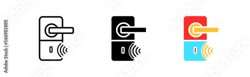 Fridge line icon. Kitchen, refrigerator, food, cold, ice, cook, frozen, eat, drink, semi-finished product, vegetables, fruits. Vector icon in line, black and colorful style on white background