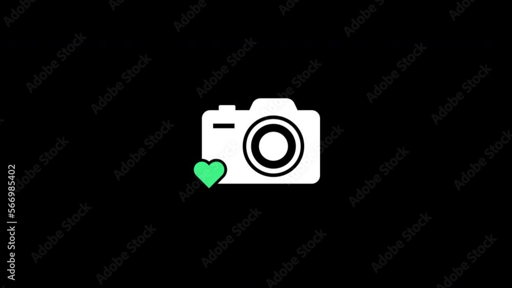 camera icon with heart sign.motion animation camera icon with heart sign.motion animation