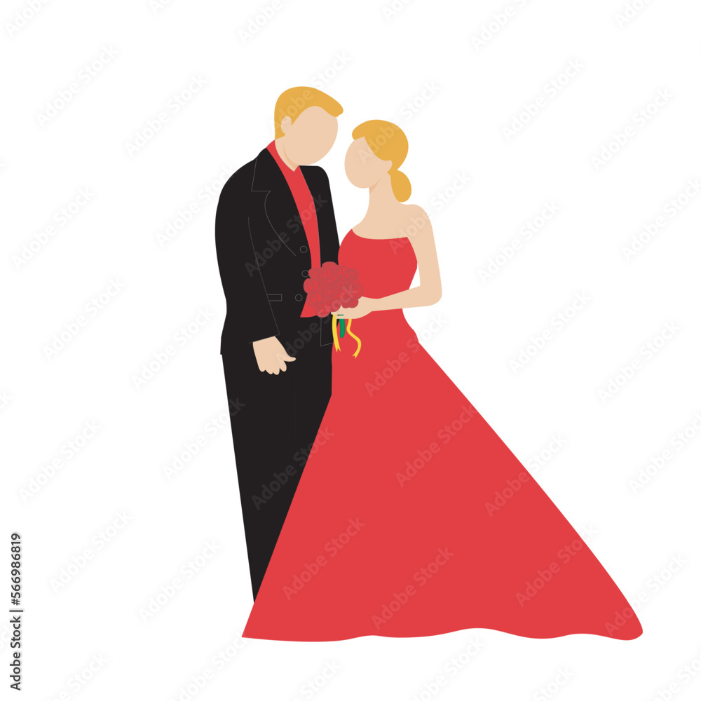 couple in love isolated on white background flat vector illustration. valentine's Day special.
