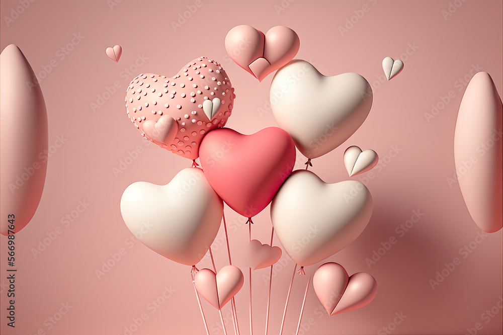 Saint Valentine day holiday, heart shapes, balloons Saint Valentine day holiday, heart shapes, balloons