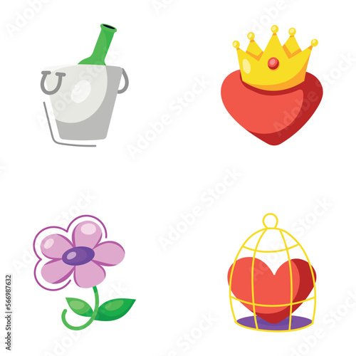 Collection of Valentine Day Flat Stickers 

