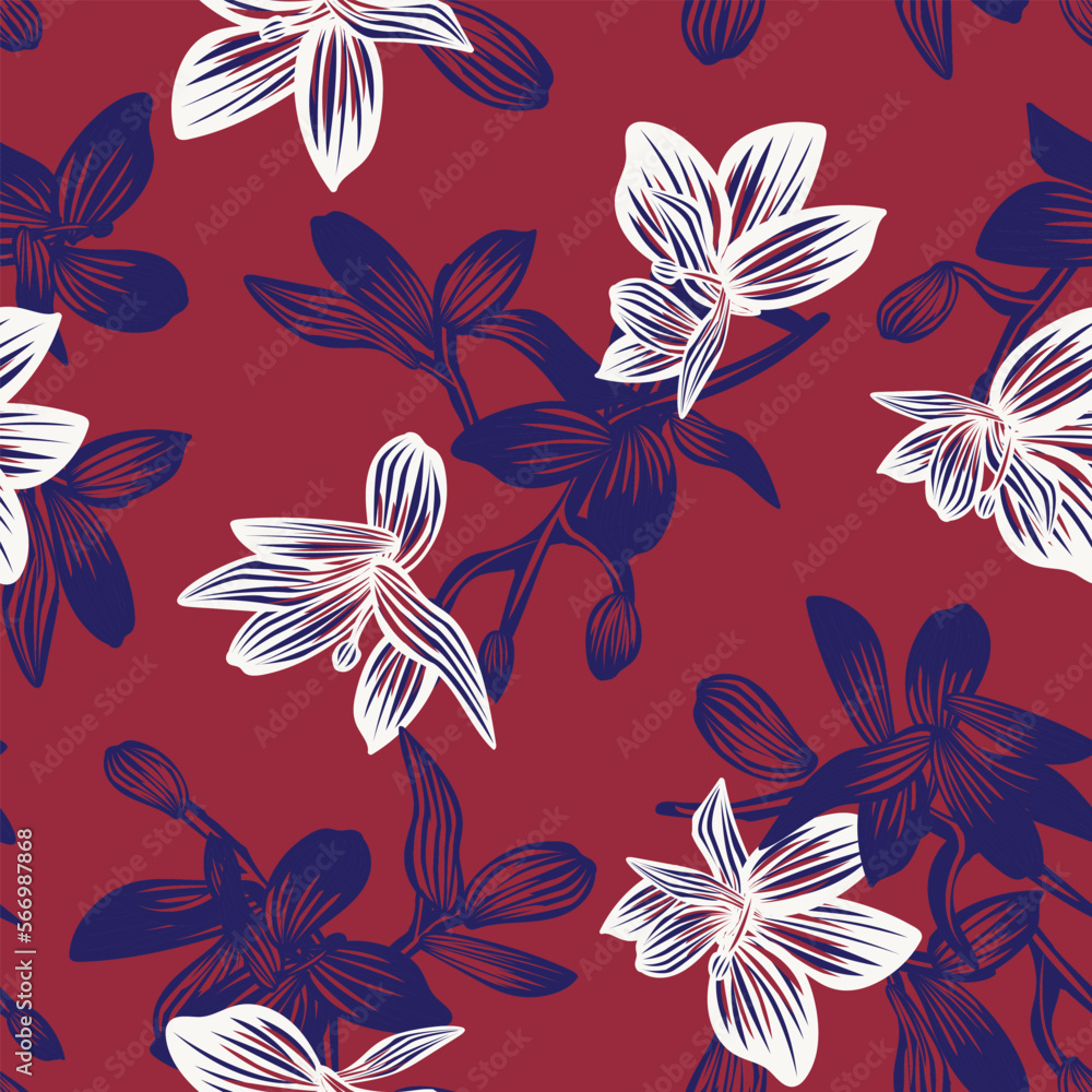 Oriental Floral Seamless Pattern Design Background