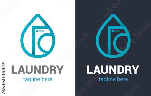 Vector Dry cleaning creative sign or logo. Laundry room emblem. Wash clothes icon.