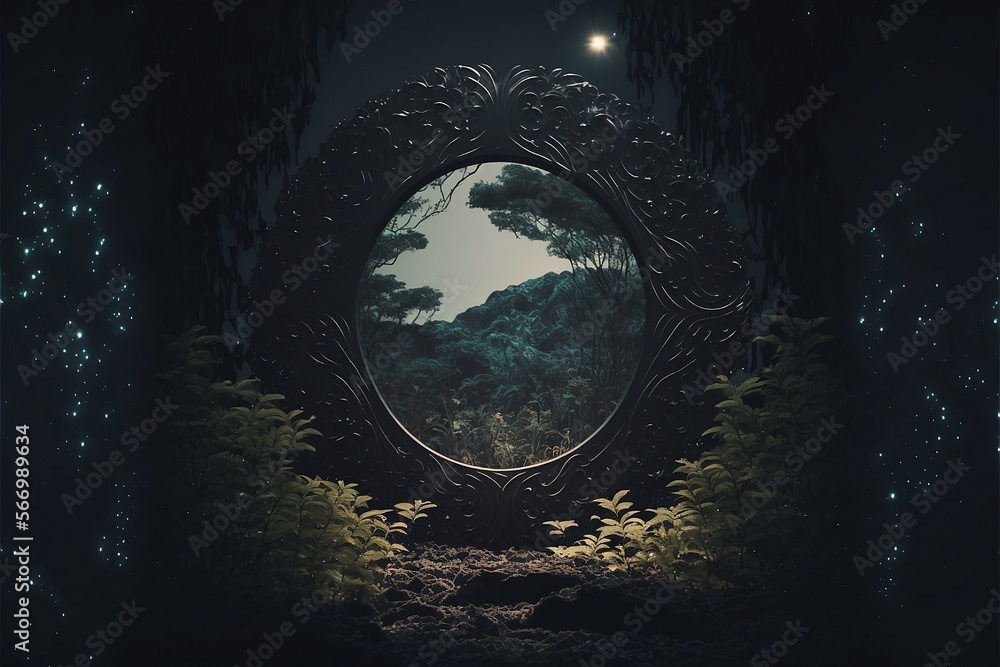 Fototapeta premium Lost in the Vantablack Astral Jungle: A Realistic Multidimensional Anatomical Adventure