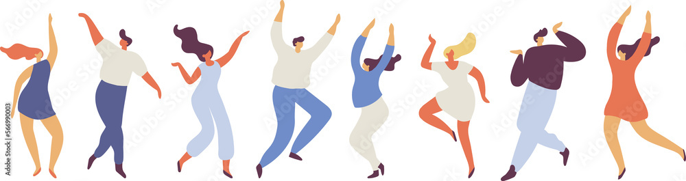 Dancing people silhouette horizontal banner illustration Stock ...