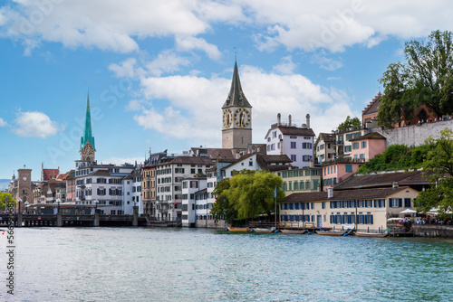 Zurich city center with river Limmat  Switzerland