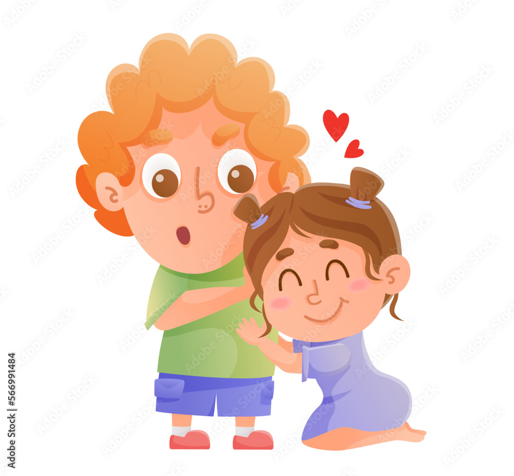 Unrequited, One Sided Love, Cute couple flirting. Sticky girl. Concept Vector Illustration Unrequited, One Sided Love, Cute couple flirting. Sticky girl. Concept Vector Illustration