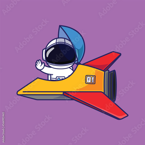 Cute Astronaut Character in a Spaceship