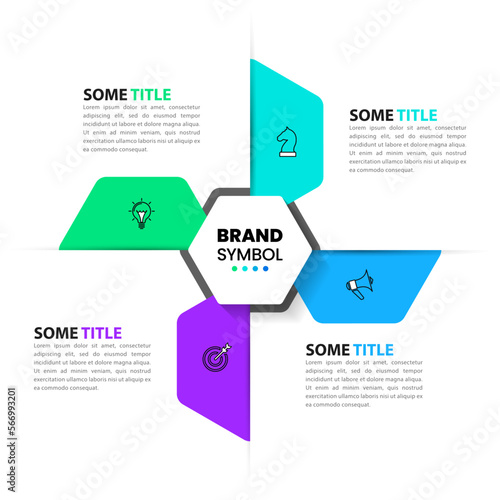 Infographic template. Abstract propeller with 4 steps and icons