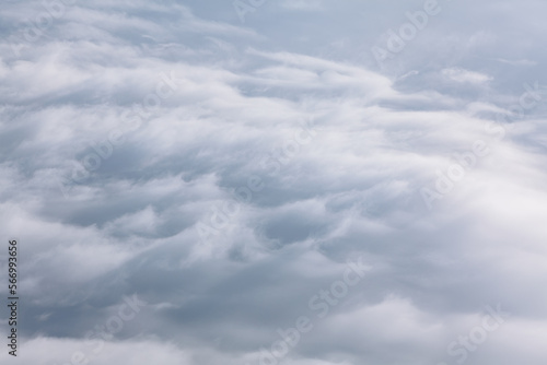 Fototapeta Naklejka Na Ścianę i Meble -  Gray Clouds In Sky . Above fluffy cloudscape