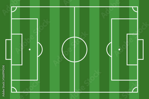 Soccer field. Football stadium. Green line grass isolated on white background for design prints. Overhead top view. Front yard. Border frame sport play. Formation competition. Vector illustration
