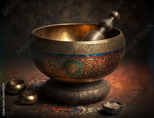 Tibetan bowl. Generative AI.