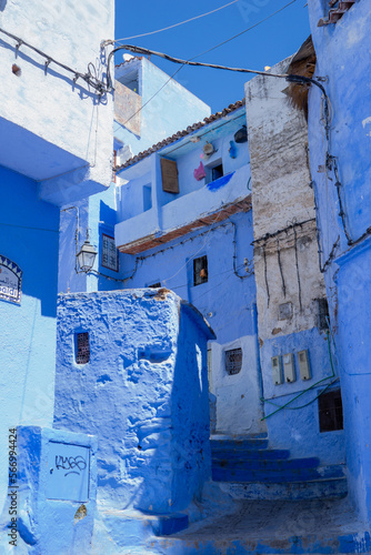 Narrow blue street in Chef Chaouen, Morocco © Irene