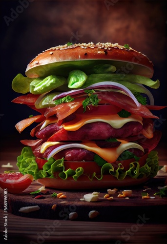 Foto de hamburguesa llamativa para redes sociales photo