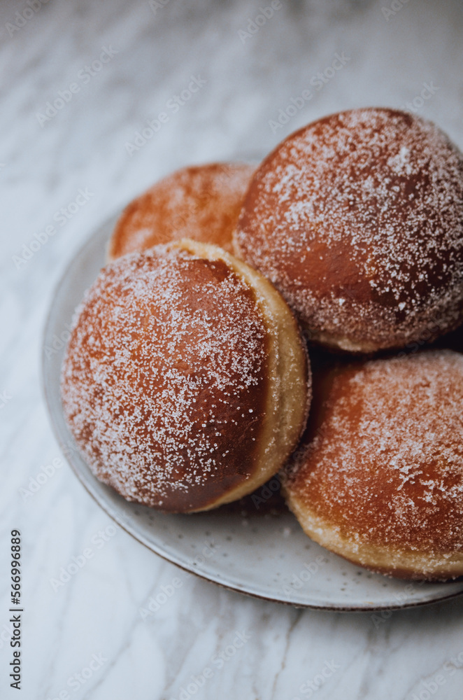 Italian donuts with jam, bombolone