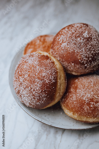 Italian donuts with jam, bombolone