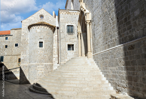 Stairs of saint dominic's church , dominican monastery in the old town of dubrovnic, croatia.