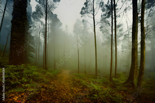 Pathway through the Forest  Foggy weather