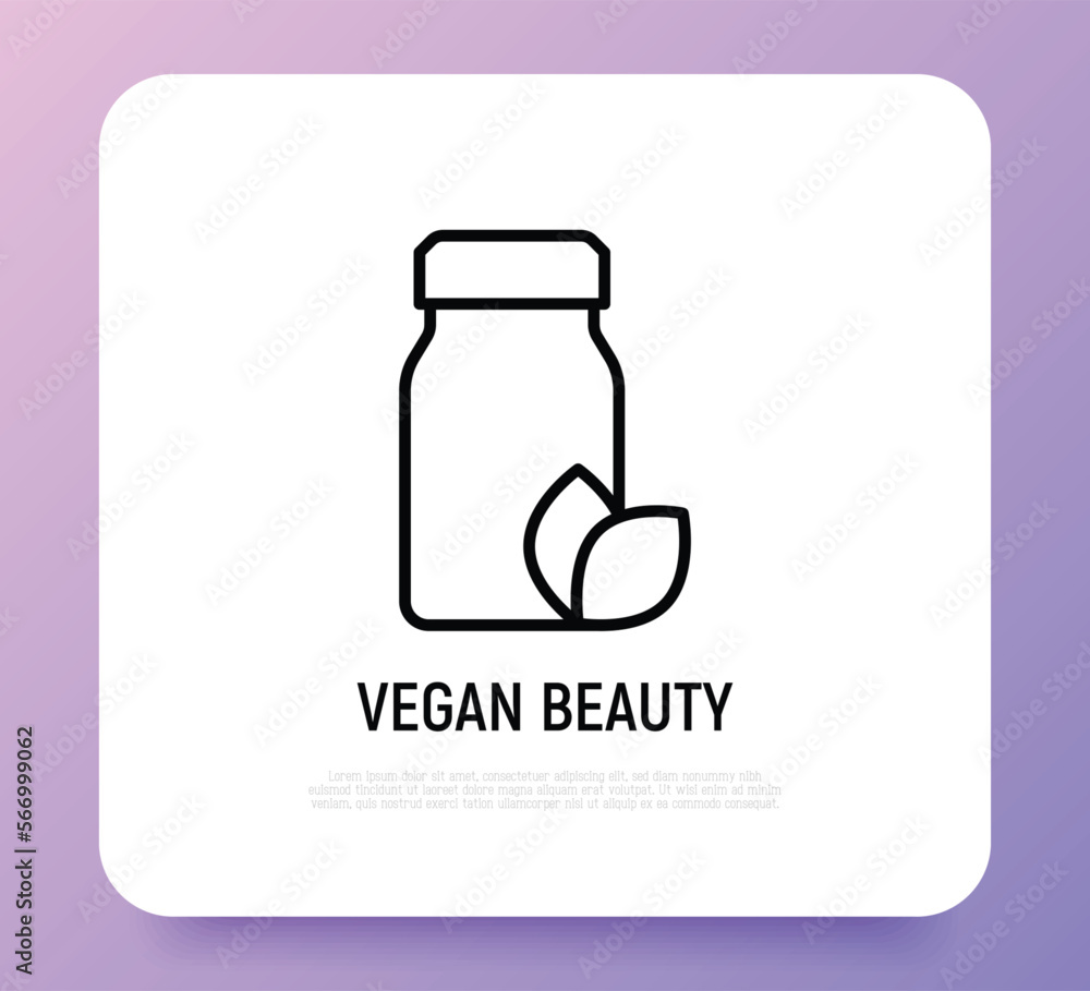 Vegan beauty thin line icon: bottle with leaf. Herbal supplement. Modern vector illustration for organic shop. Vegan beauty thin line icon: bottle with leaf. Herbal supplement. Modern vector illustration for organic shop.