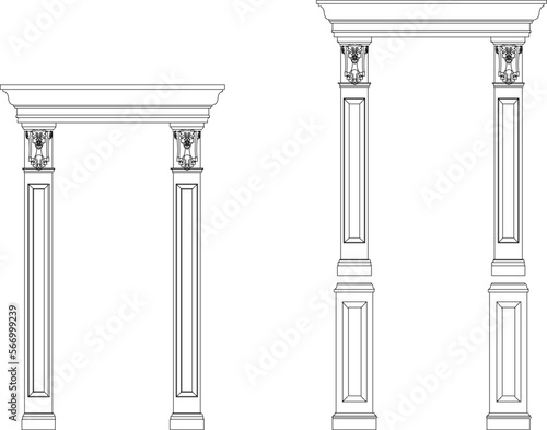 Vector illustration sketch of classical greek roman style decoration entrance gate
