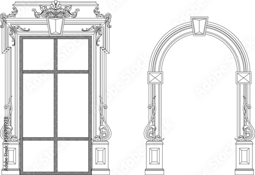 Vector illustration sketch of classical greek roman style decoration entrance gate