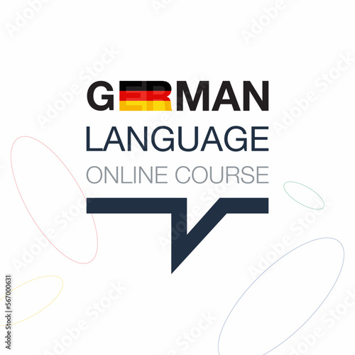 German Online language course iconic logo. Fluent speaking foreign language. Concept of Online education logo. Vector illustration