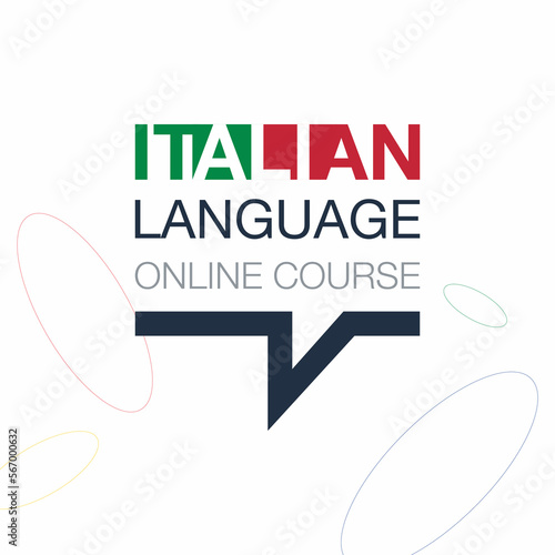 Italian Online language course iconic logo. Fluent speaking foreign language. Concept of Online education logo. Vector illustration