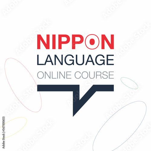 Japanese Online language course iconic logo. Fluent speaking foreign language. Concept of Online education logo. Vector illustration