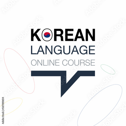 Korean Online language course iconic logo. Fluent speaking foreign language. Concept of Online education logo. Vector illustration